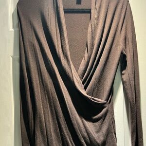 Elegant Brown Wrap Top